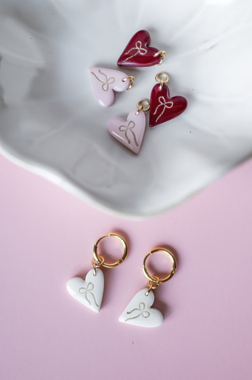 3 Heart Charm Huggies