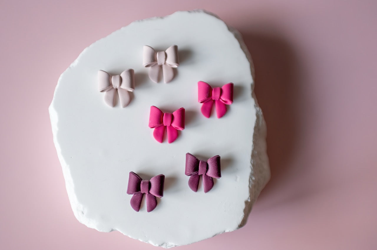 Pink Bow Studs
