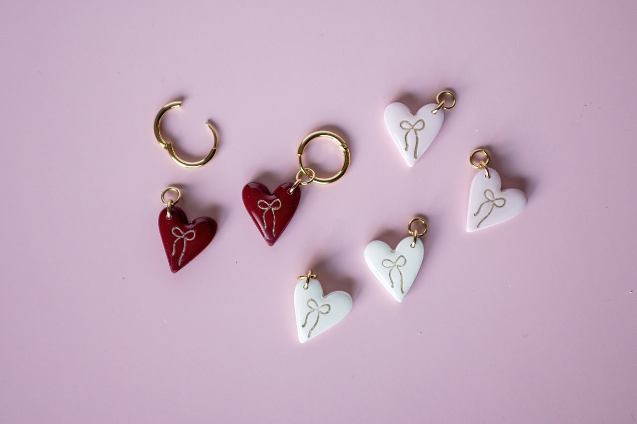 3 Heart Charm Huggies