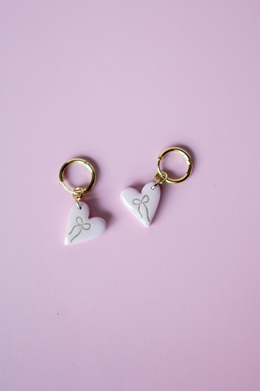 3 Heart Charm Huggies