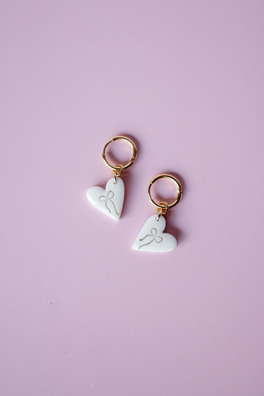 3 Heart Charm Huggies