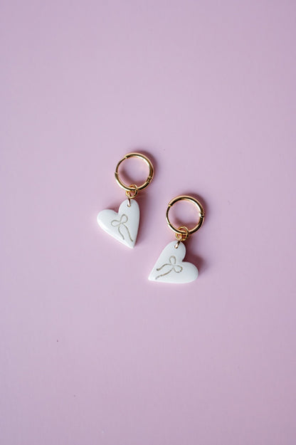 3 Heart Charm Huggies