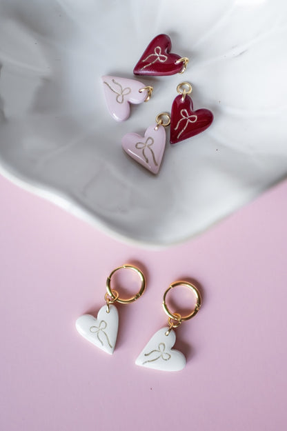 3 Heart Charm Huggies