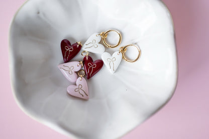 3 Heart Charm Huggies