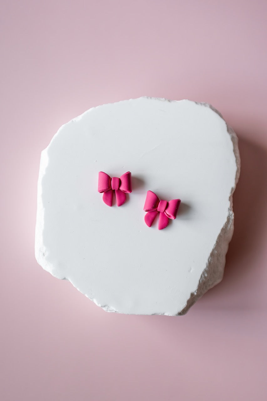 Pink Bow Studs