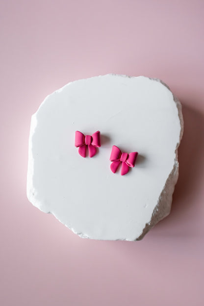 Pink Bow Studs