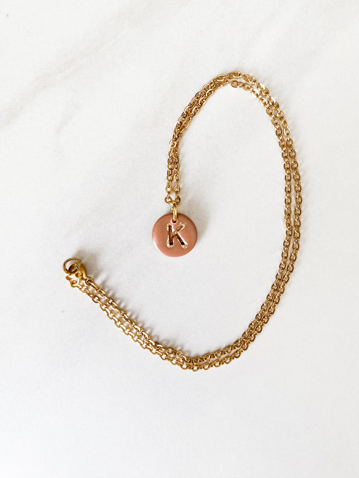 Clay Initial Letter Necklace