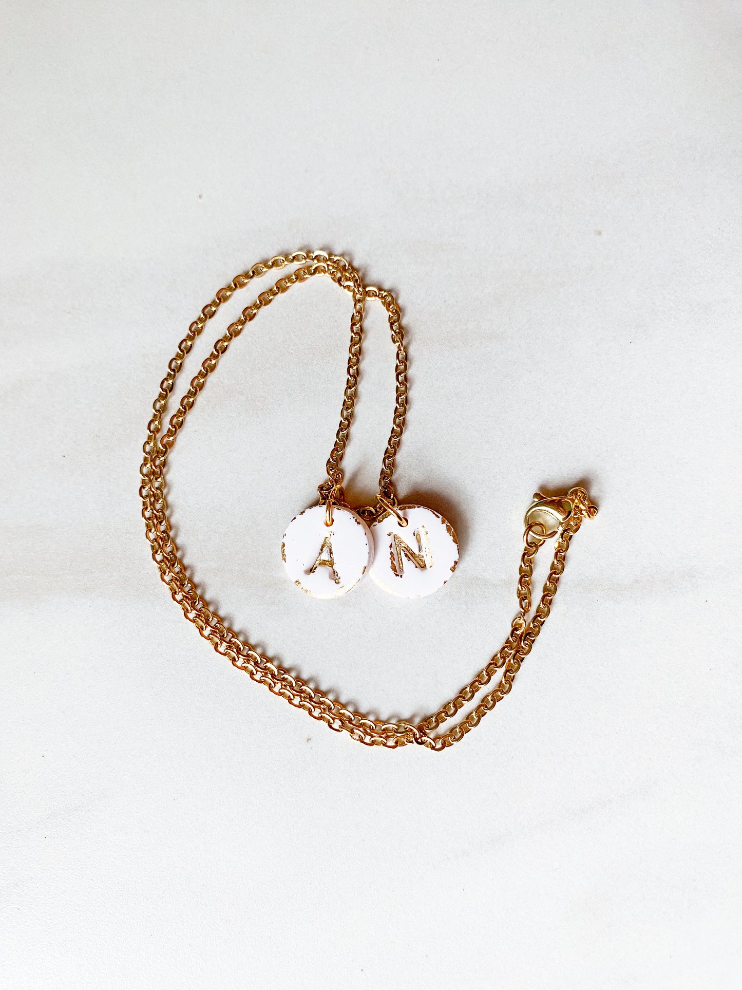 Clay Initial Letter Necklace