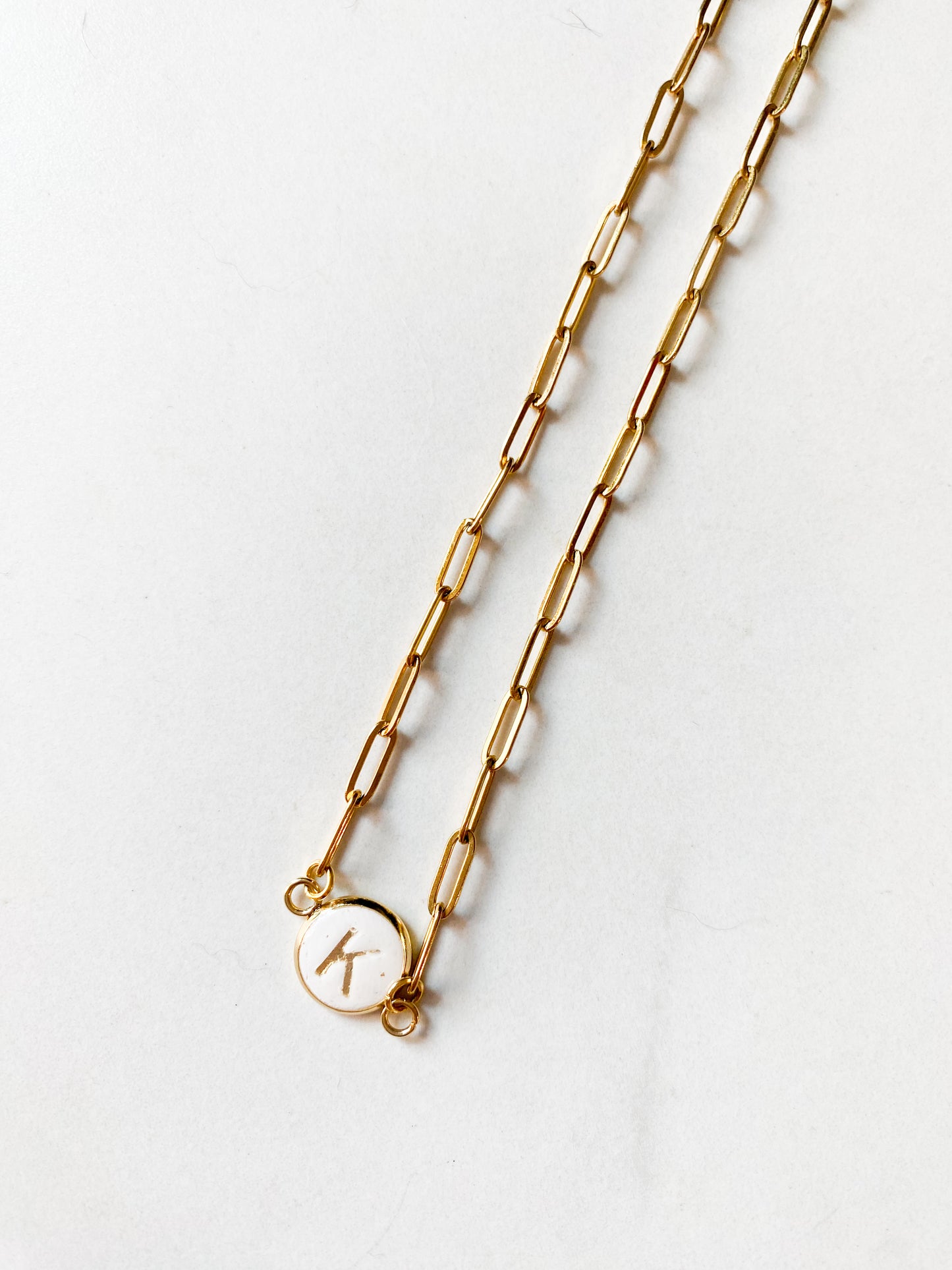 Paperclip Initial Necklace in Gold