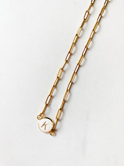 Paperclip Initial Necklace in Gold