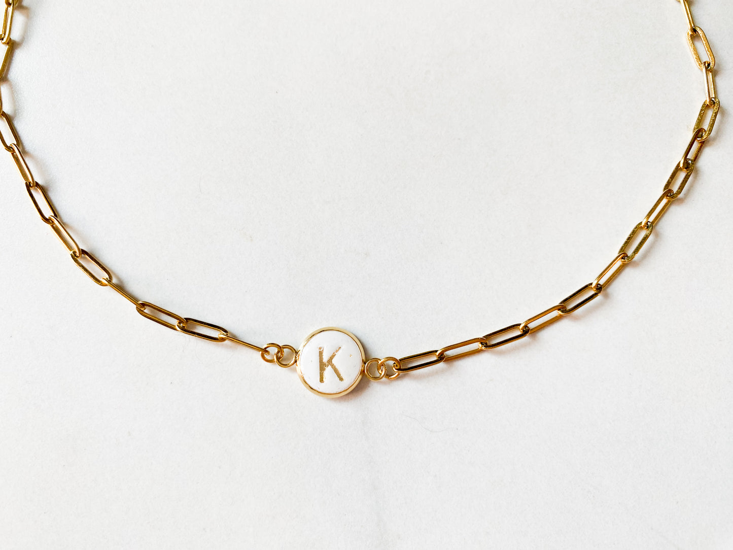 Paperclip Initial Necklace in Gold