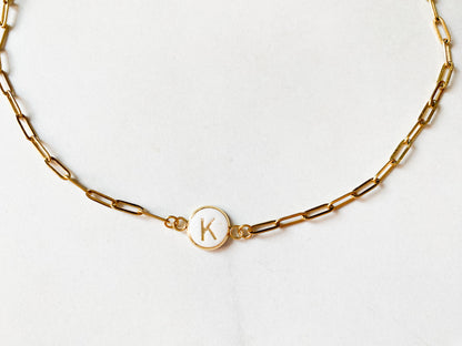 Paperclip Initial Necklace in Gold