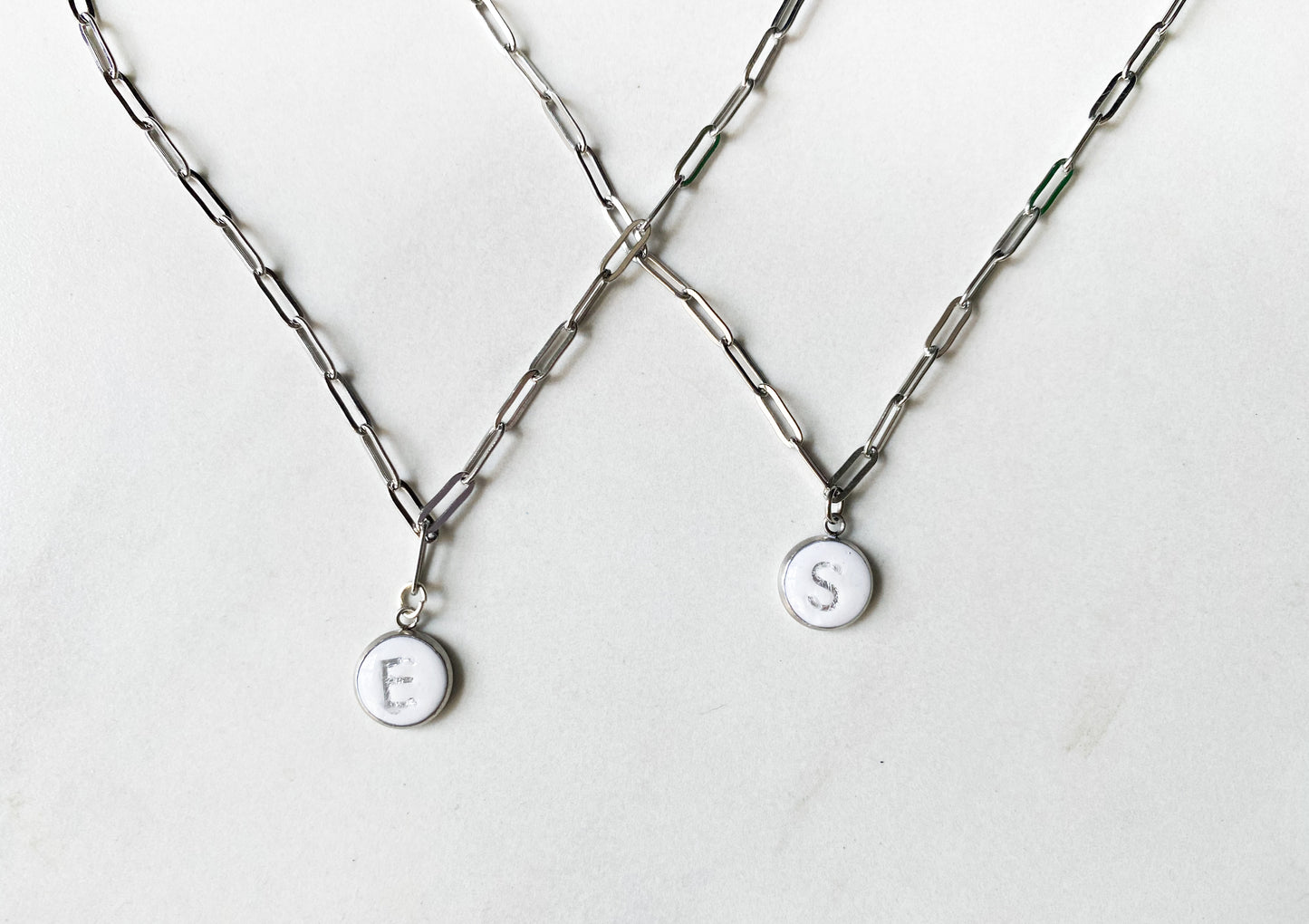 Paperclip Initial Necklace in Silver