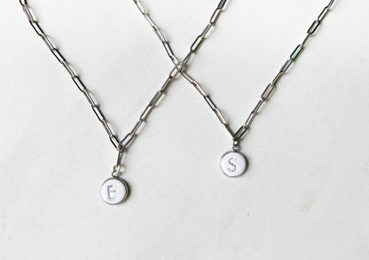 Paperclip Initial Necklace in Silver