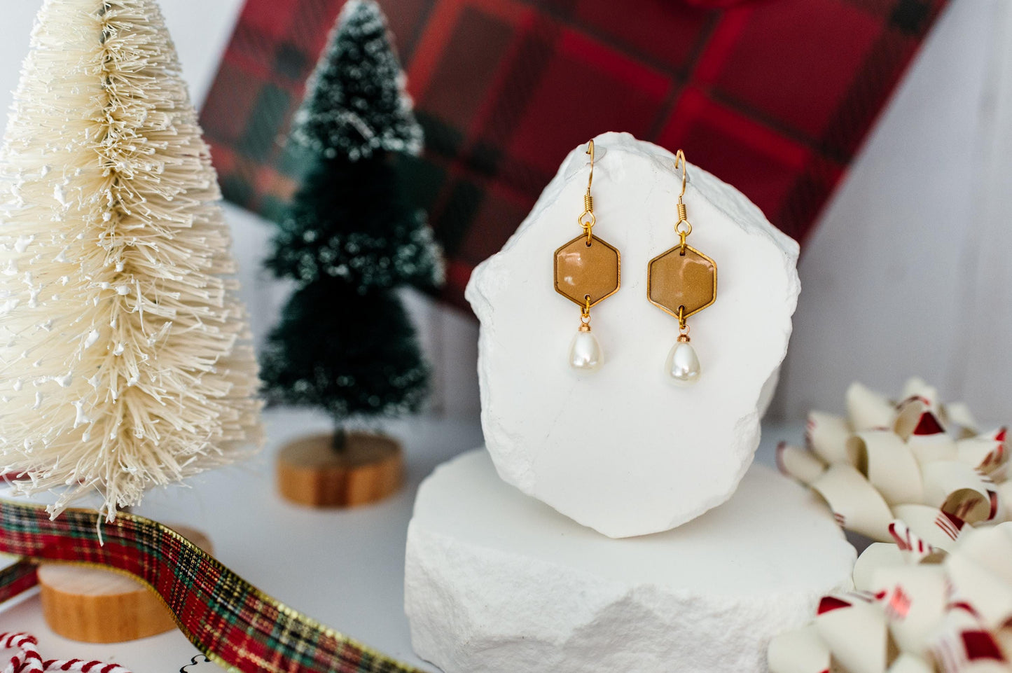Gold & Pearl Holiday Dangles