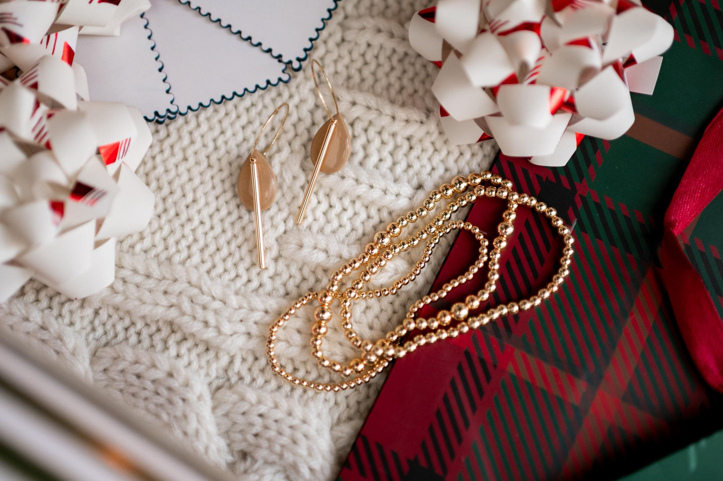 Three Gold Beaded Bracelet Set