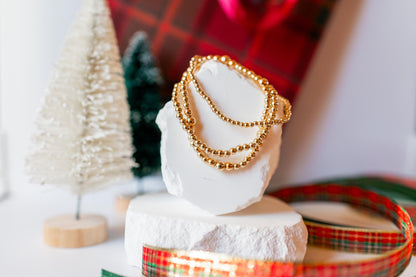 Three Gold Beaded Bracelet Set