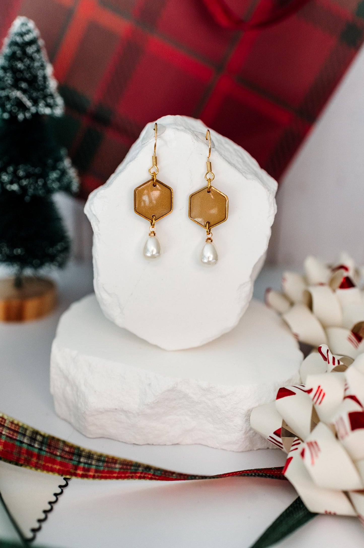 Gold & Pearl Holiday Dangles