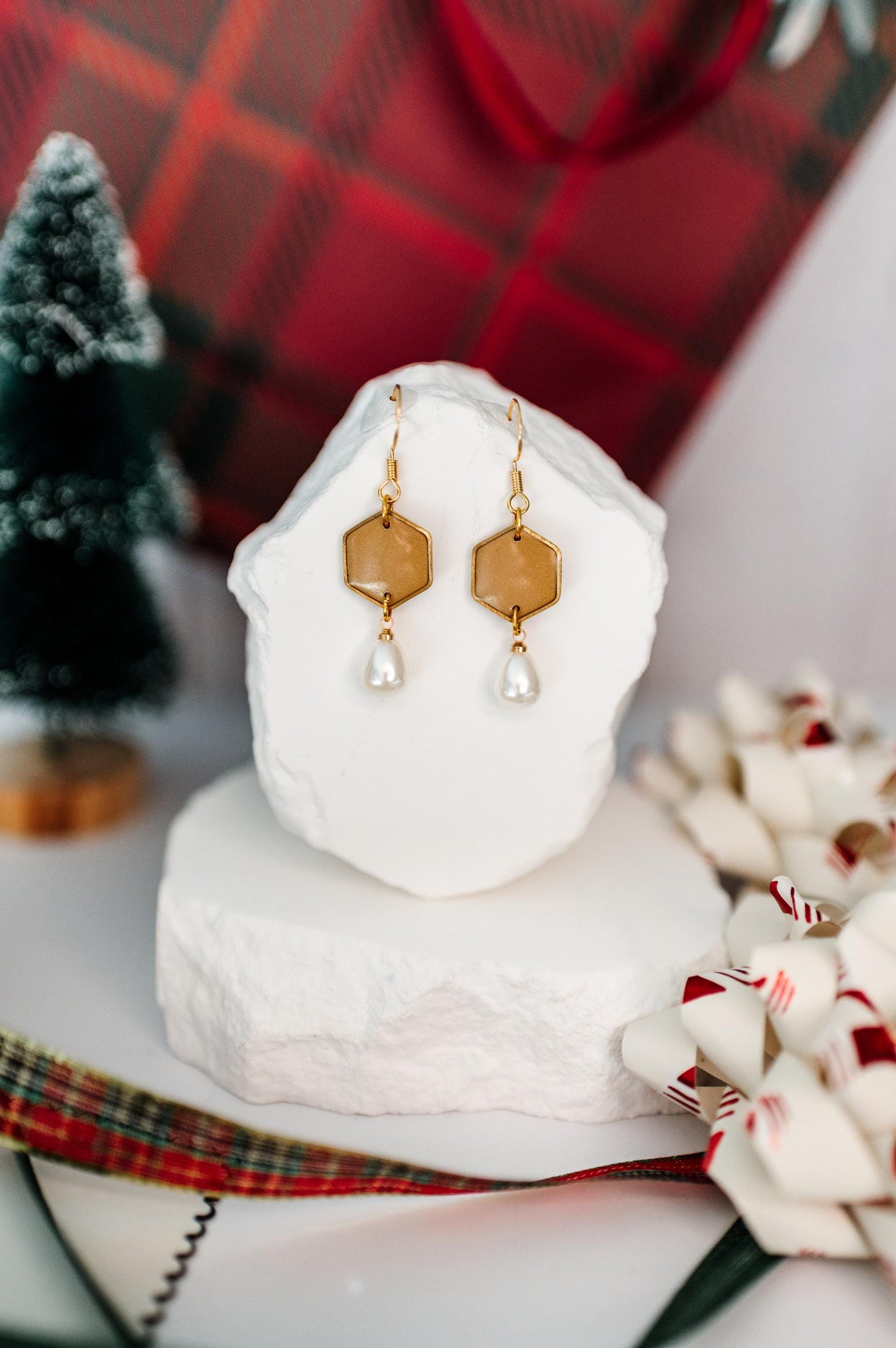 Gold & Pearl Holiday Dangles