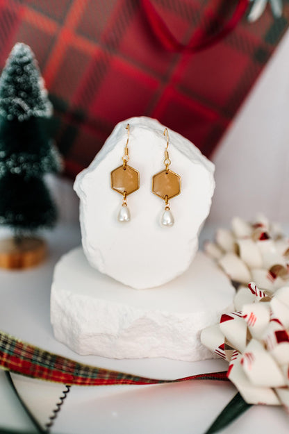Gold & Pearl Holiday Dangles