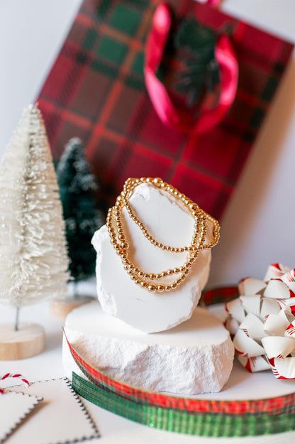 Three Gold Beaded Bracelet Set