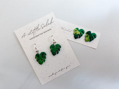 Monstera Leaf Studs & Leverbacks