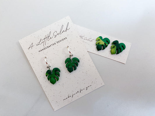 Monstera Leaf Studs & Leverbacks