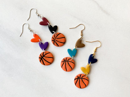 Basketball dangles in team colors