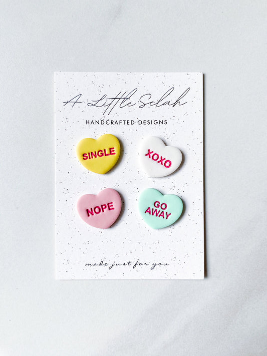 Introvert Conversation Heart Stud Set