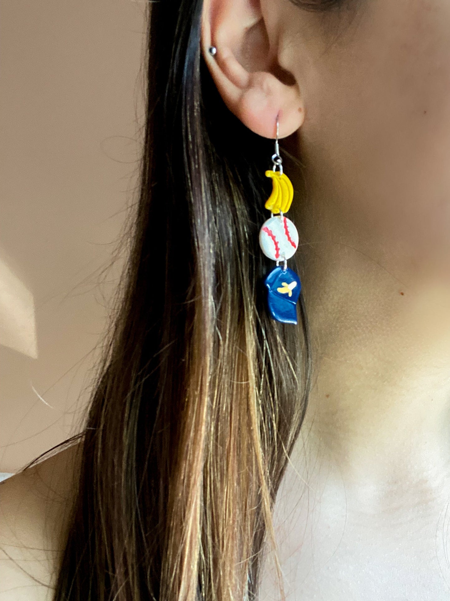 Banana Baseball Dangles & Studs
