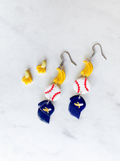 Banana Baseball Dangles & Studs