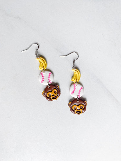 Banana Baseball Dangles & Studs